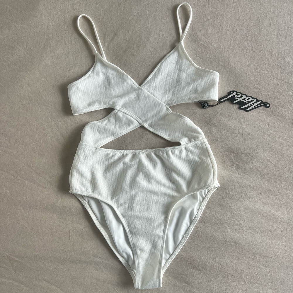 Motel Cut-out One-Piece Swimsuit in white (size M)